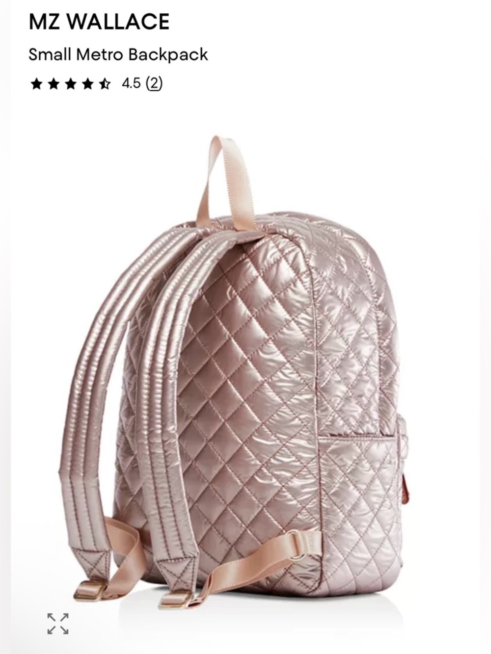 MZ WALLACE Small Metro Backpack - Metallic Rose NWOT - Picture 2 of 16